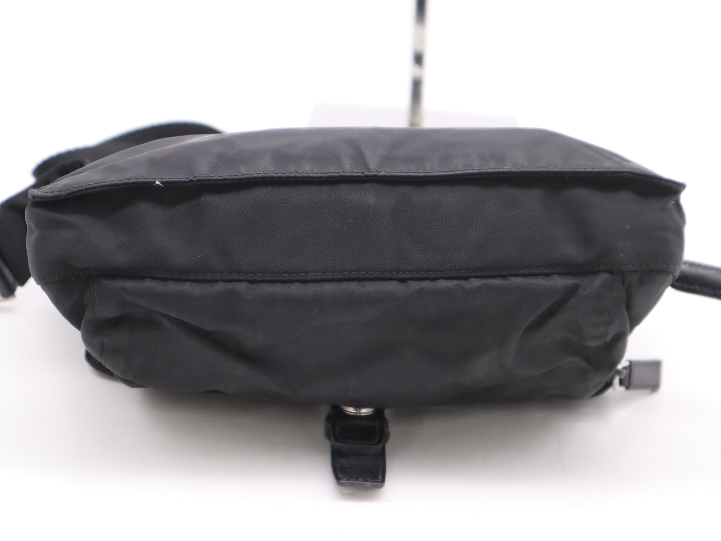 PRADA nylon triangle logo black shoulder bag