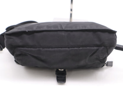 PRADA nylon triangle logo black shoulder bag