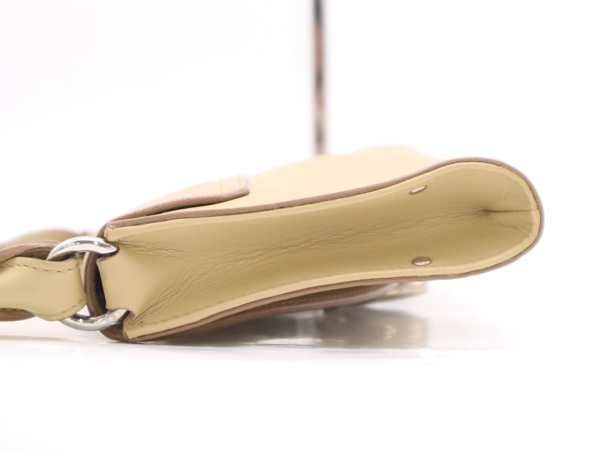 Salvatore Ferragamo Beige Leather Gancini Shoulder Bag with Dust Bag