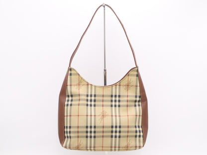 BURBERRY PVC x Leather Nova Check Tote Brown Shoulder Bag