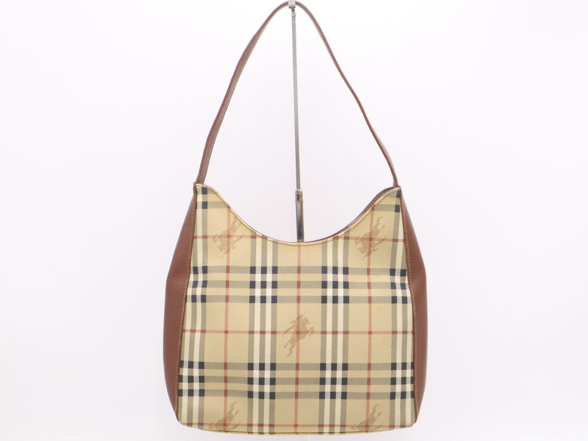 BURBERRY PVC x Leather Nova Check Tote Brown Shoulder Bag