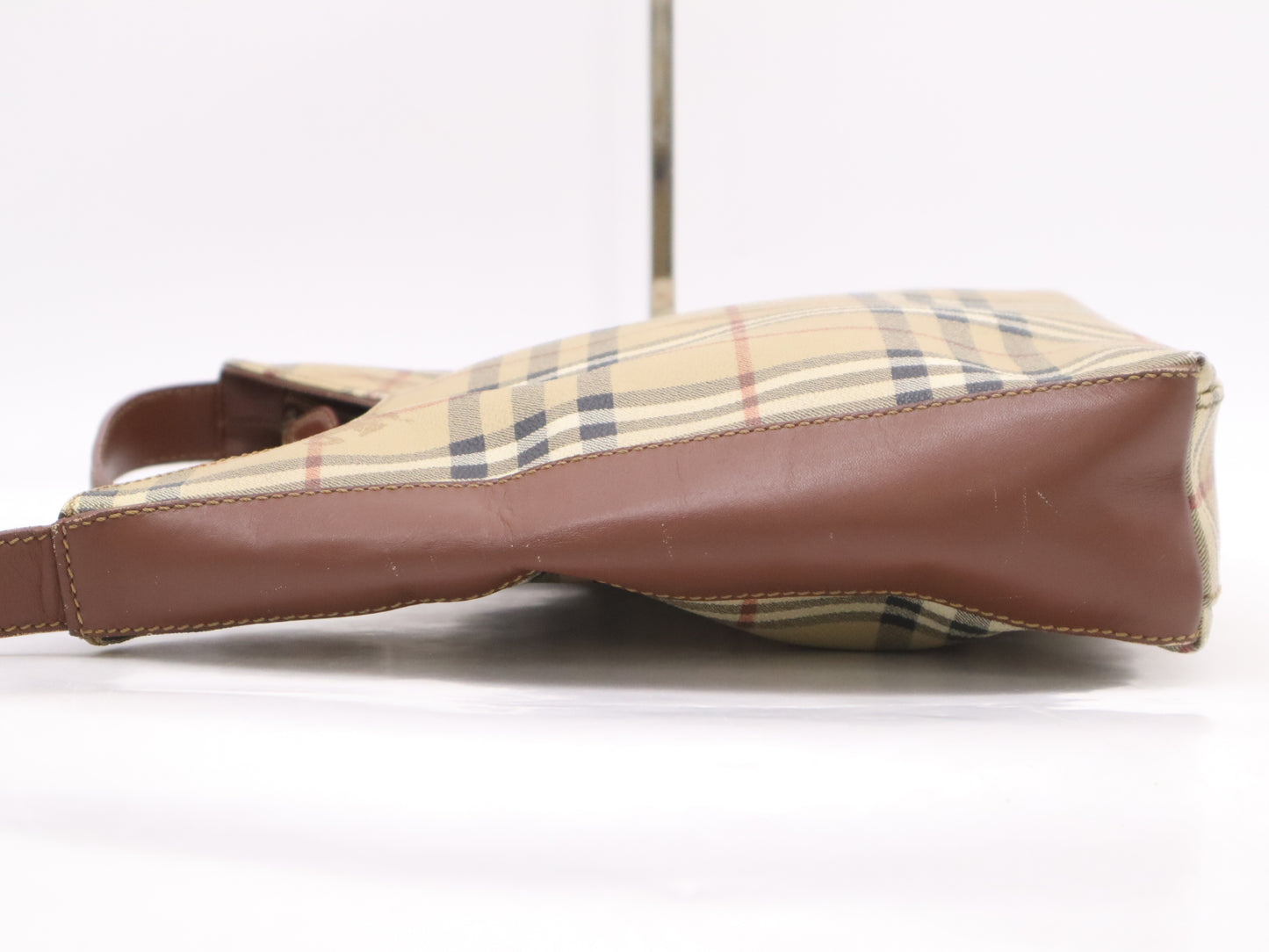 BURBERRY PVC x Leather Nova Check Tote Brown Shoulder Bag