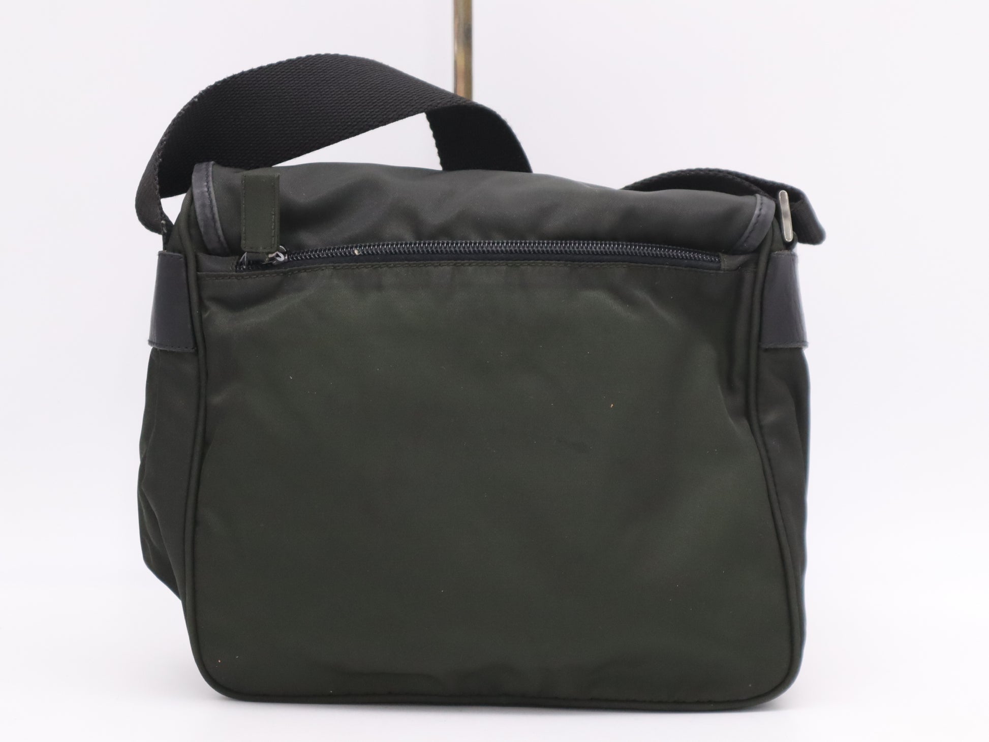 PRADA Nylon Triangle Logo Green Shoulder Bag