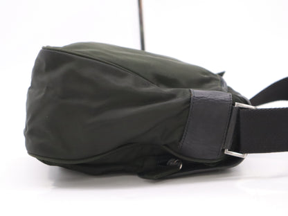 PRADA Nylon Triangle Logo Green Shoulder Bag