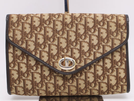 Dior Canvas Leather Trotter Brown Second Bag