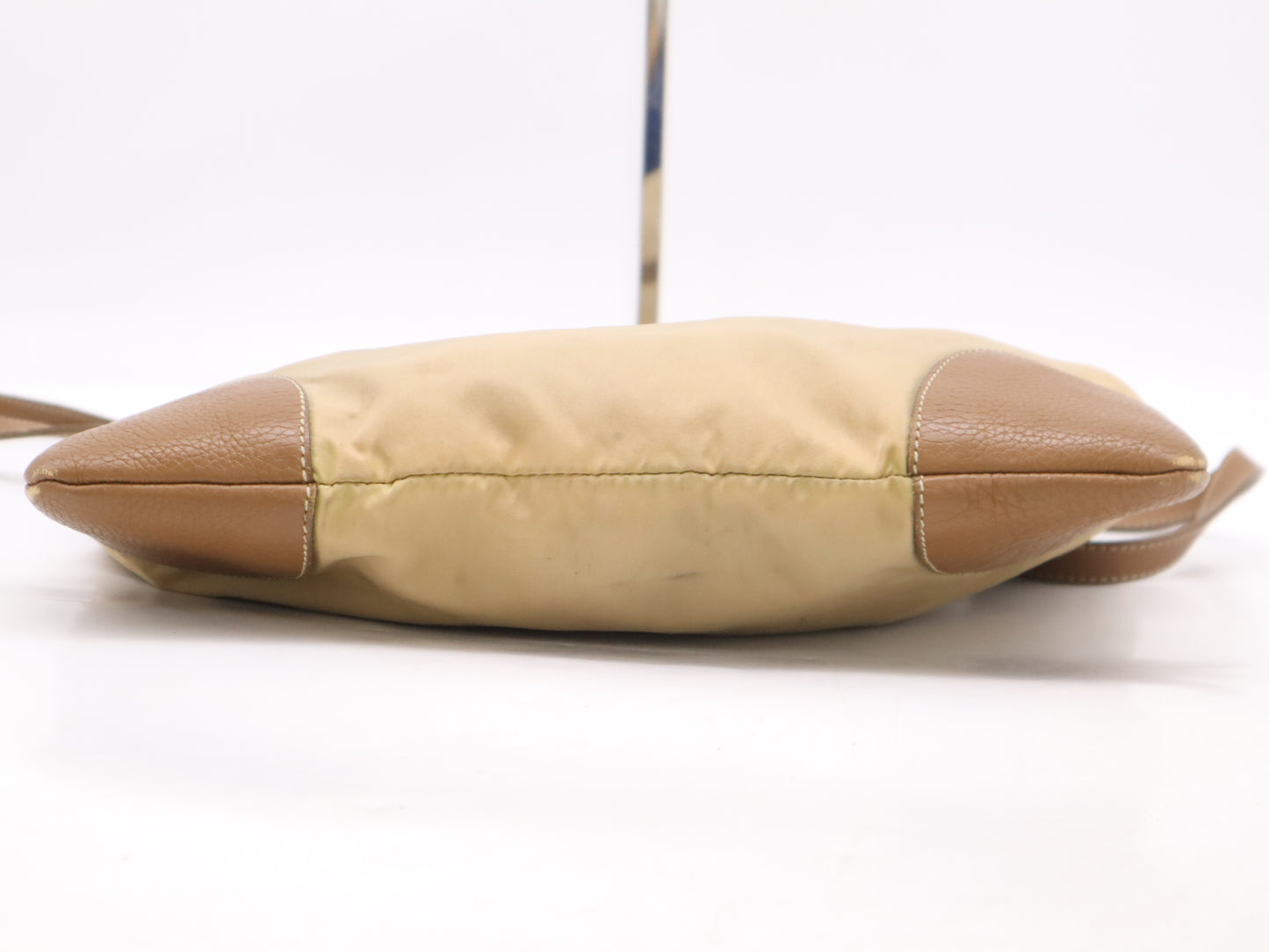 PRADA Nylon Triangle Logo Shoulder Bag Beige Shoulder Bag