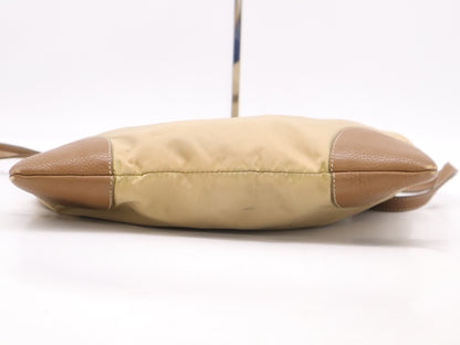 PRADA Nylon Triangle Logo Shoulder Bag Beige Shoulder Bag