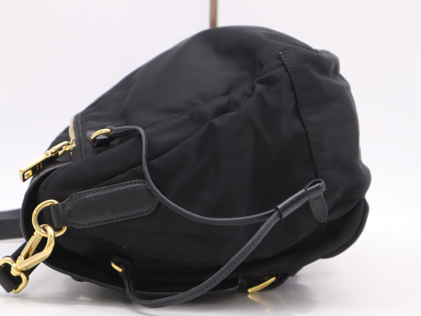 PRADA Nylon x Leather Shoulder Bag Black GD Hardware Shoulder Bag