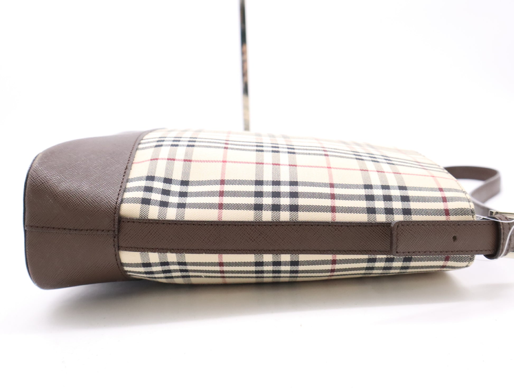 BURBERRY Canvas Leather Nova Check Shoulder Bag Brown Shoulder Bag