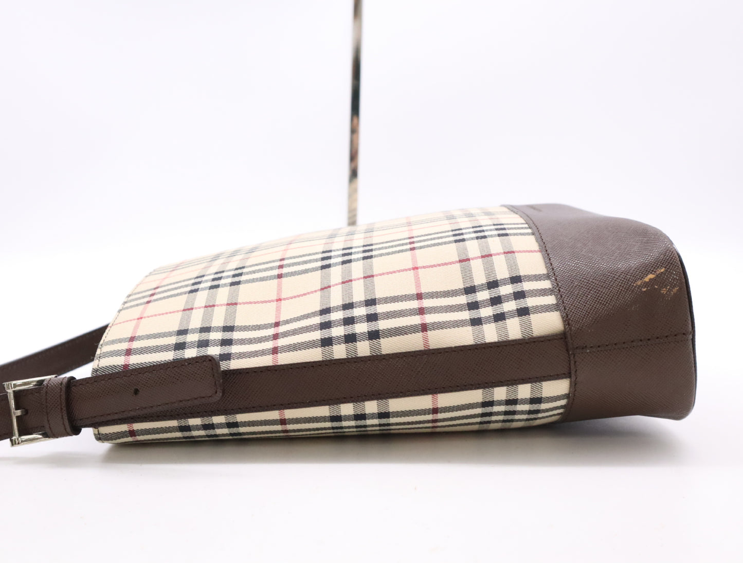 BURBERRY Canvas Leather Nova Check Shoulder Bag Brown Shoulder Bag