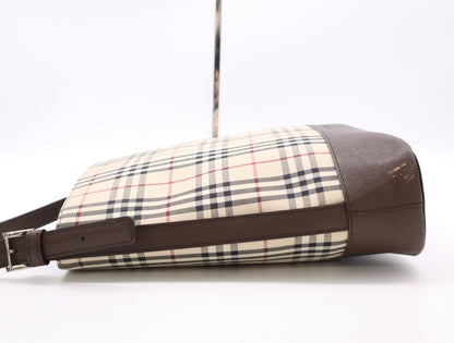 BURBERRY Canvas Leather Nova Check Shoulder Bag Brown Shoulder Bag