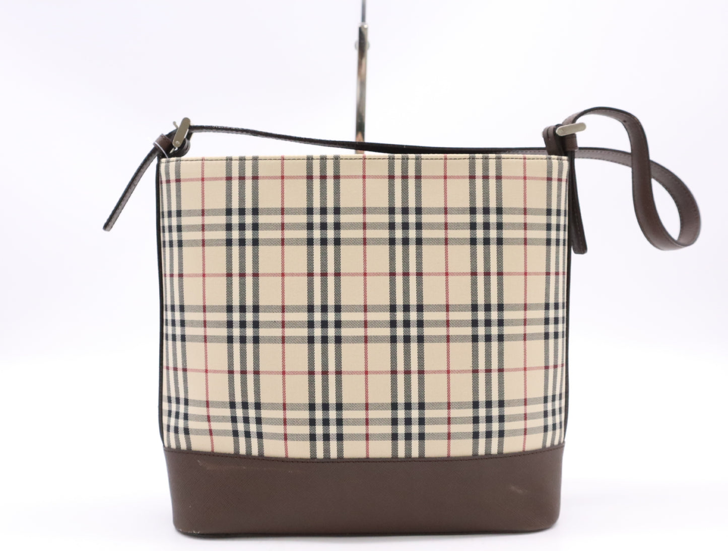 BURBERRY Canvas Leather Nova Check Shoulder Bag Brown Shoulder Bag