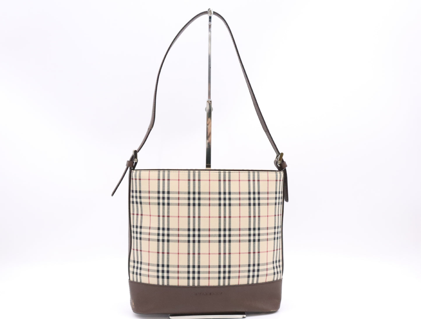 BURBERRY Canvas Leather Nova Check Shoulder Bag Brown Shoulder Bag