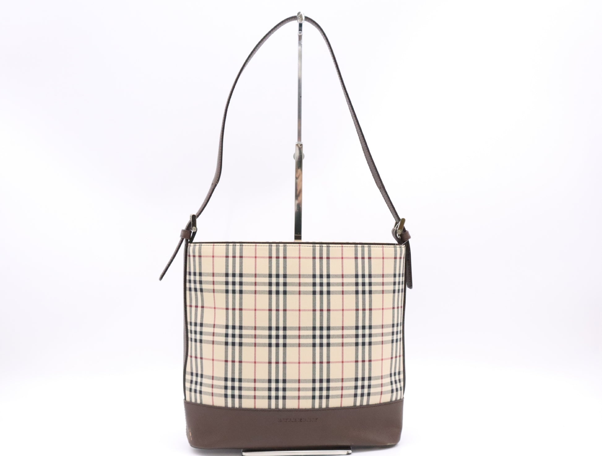 BURBERRY Canvas Leather Nova Check Shoulder Bag Brown Shoulder Bag
