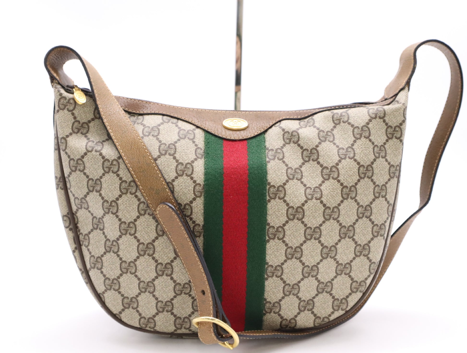 GUCCI 10.2.3840 GG Supreme Sherry Line Brown Shoulder Bag