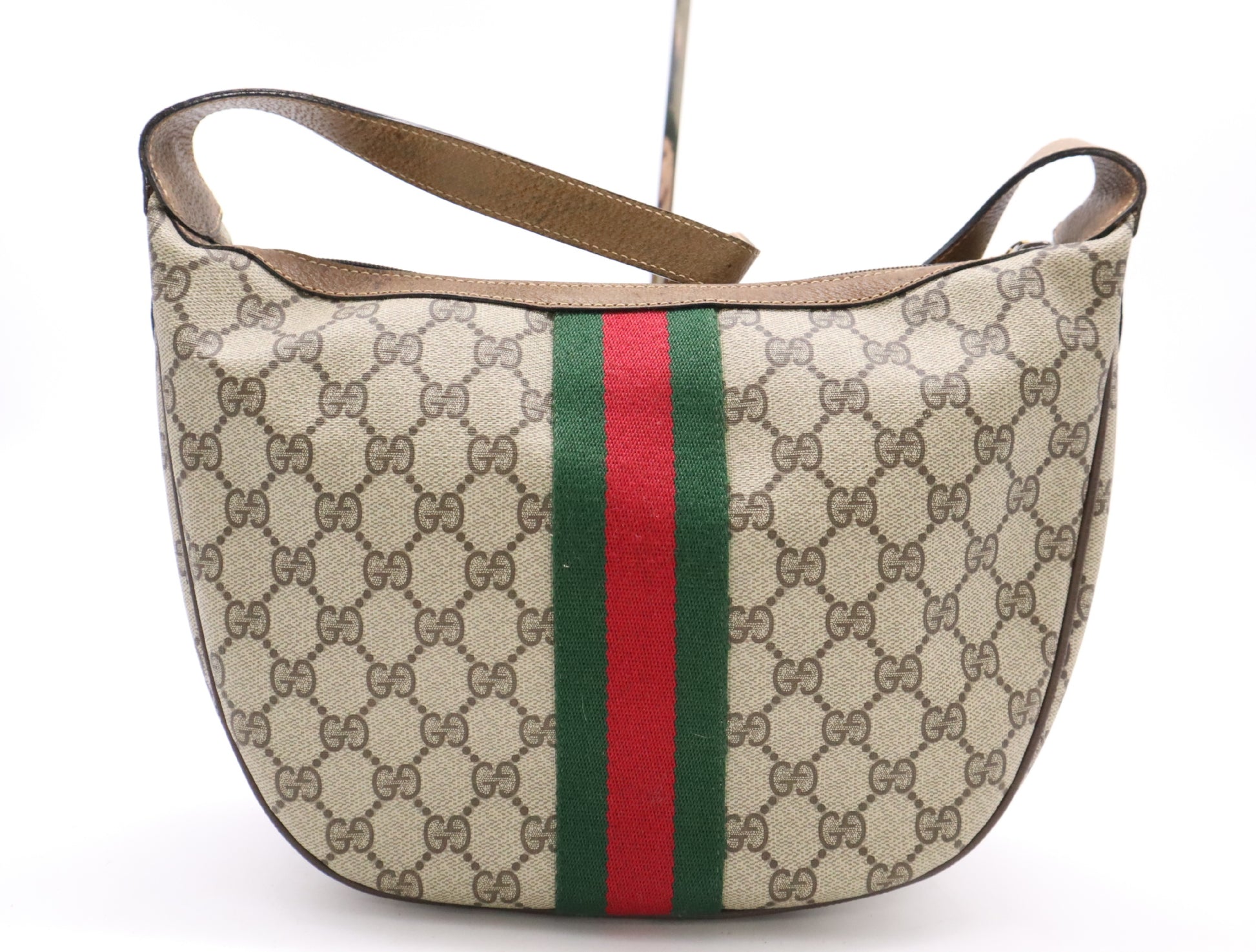 GUCCI 10.2.3840 GG Supreme Sherry Line Brown Shoulder Bag