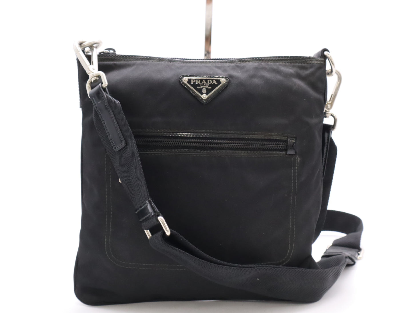 PRADA Nylon Triangle Logo Shoulder Bag Black Shoulder Bag