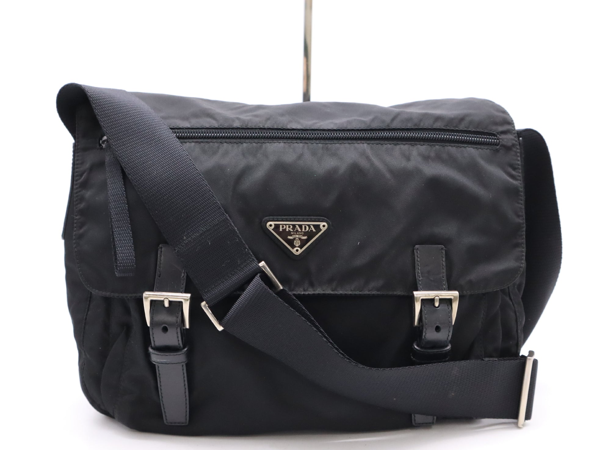 PRADA Nylon Triangle Logo Shoulder Bag Black Shoulder Bag
