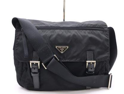 PRADA Nylon Triangle Logo Shoulder Bag Black Shoulder Bag