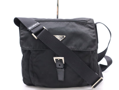 PRADA Nylon Triangle Logo Shoulder Bag Black Shoulder Bag