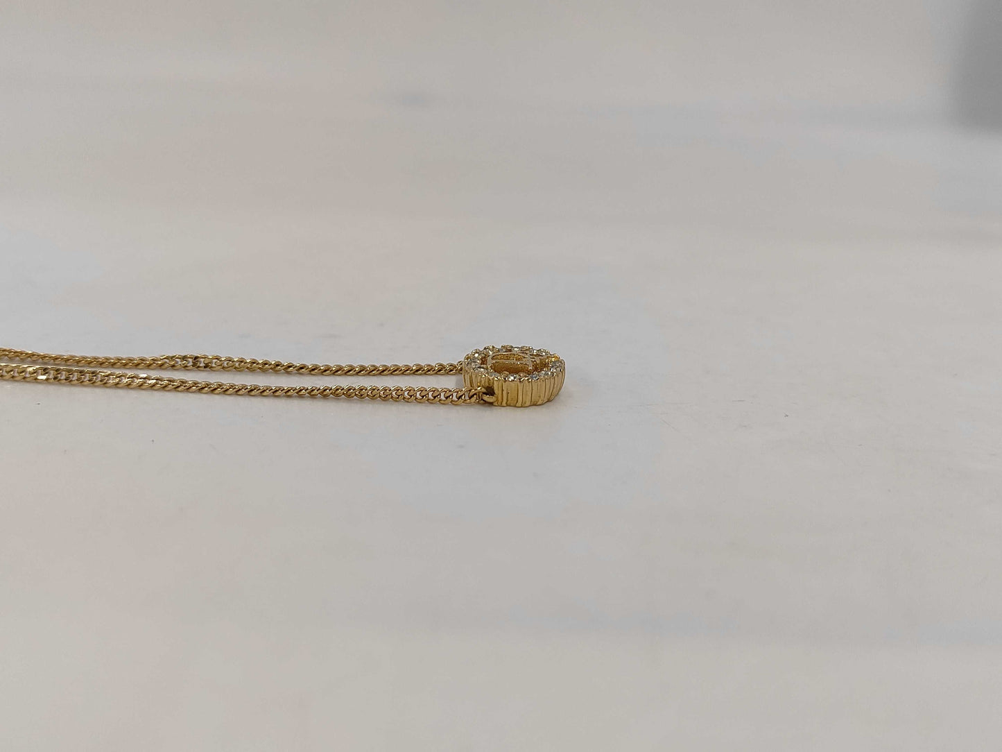 Dior GP Rhinestone CD Logo Gold Necklace