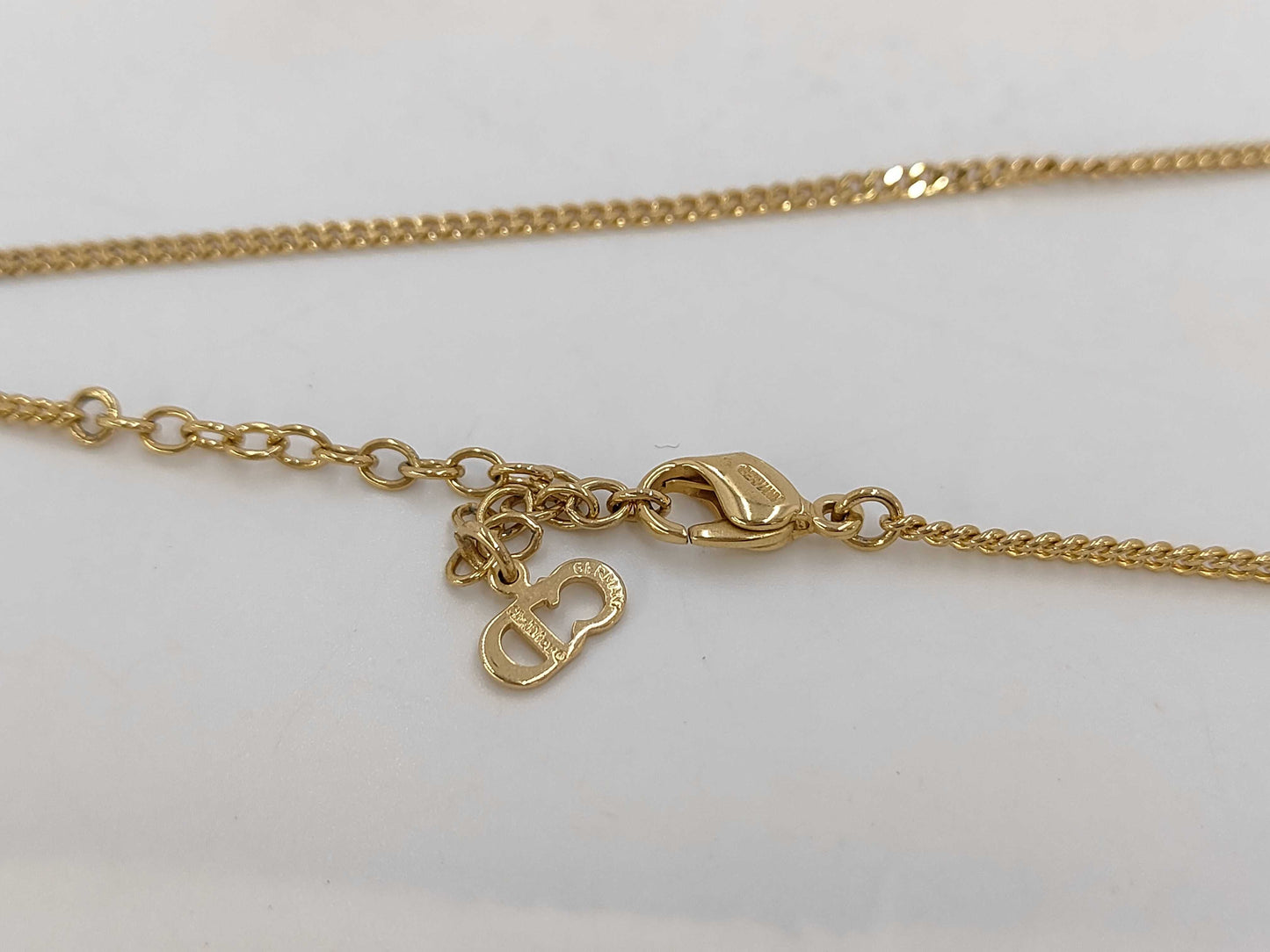 Dior GP Rhinestone CD Logo Gold Necklace