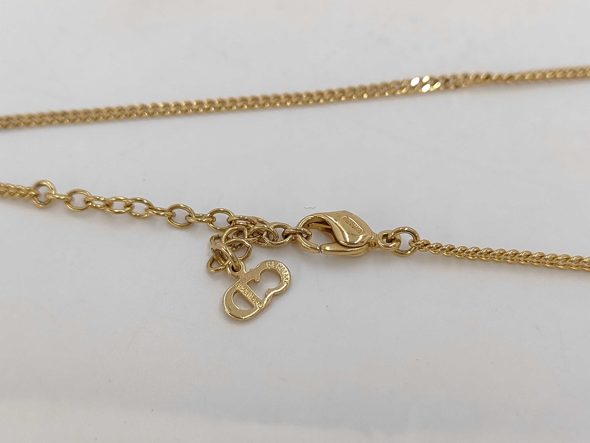 Dior GP Rhinestone CD Logo Gold Necklace