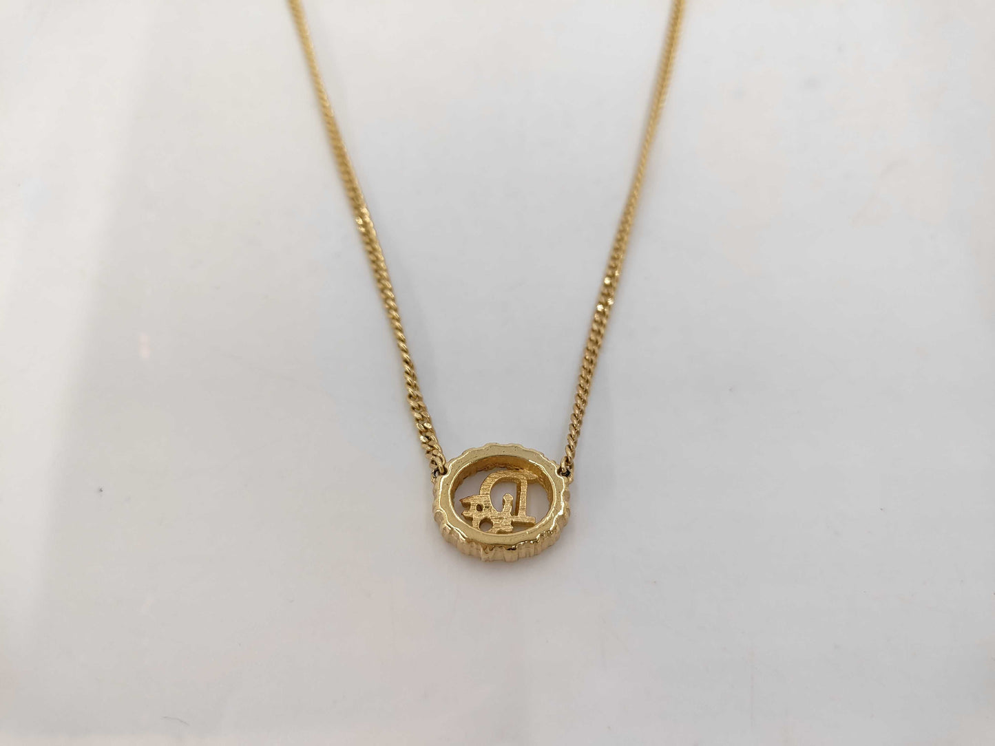 Dior GP Rhinestone CD Logo Gold Necklace