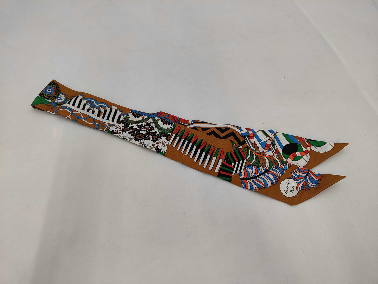 HERMES Silk Twilly Scarf, Duel with Cane Umbrella, Tags Included, Box Included