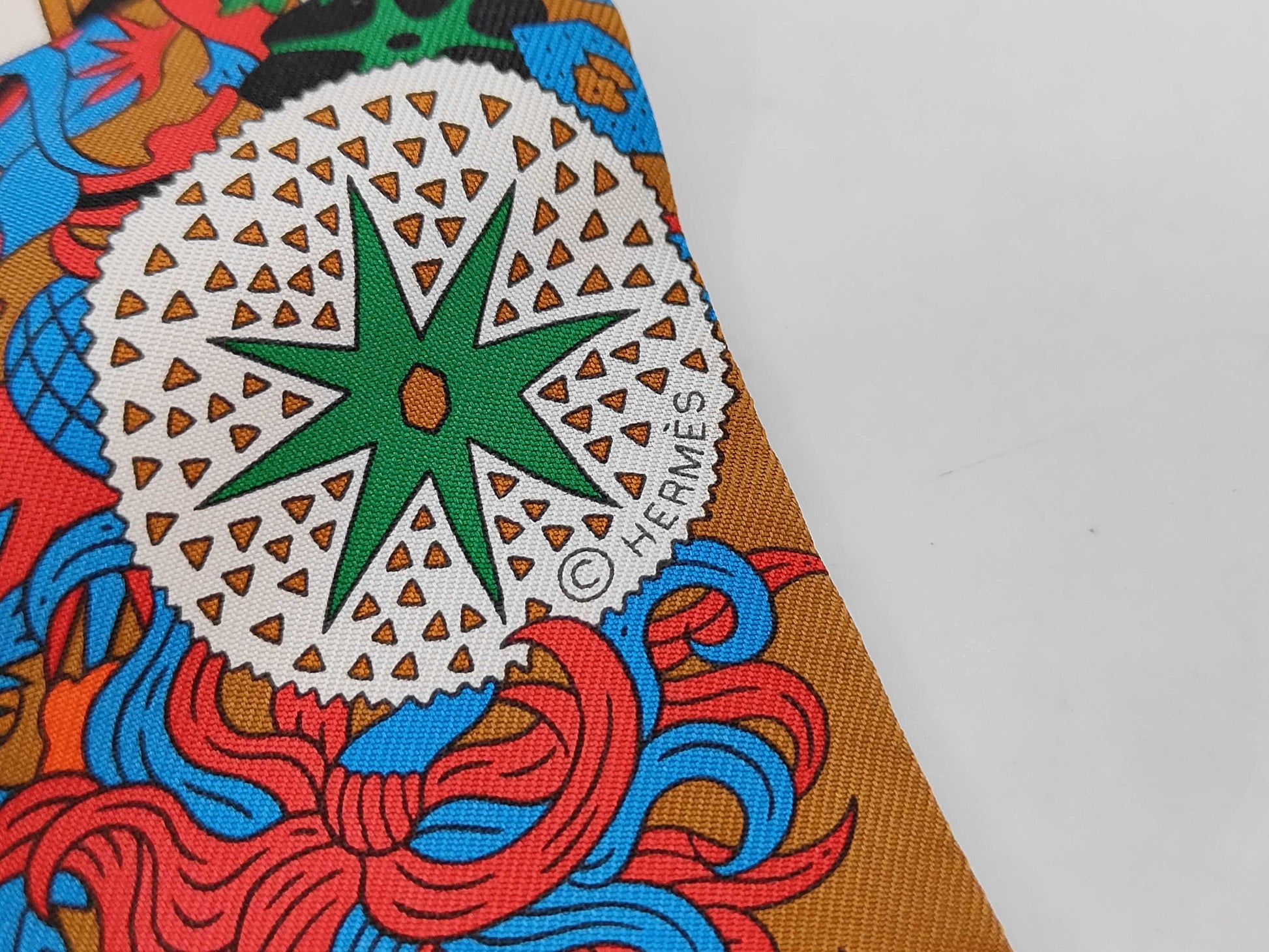 HERMES Silk Twilly Scarf, Duel with Cane Umbrella, Tags Included, Box Included