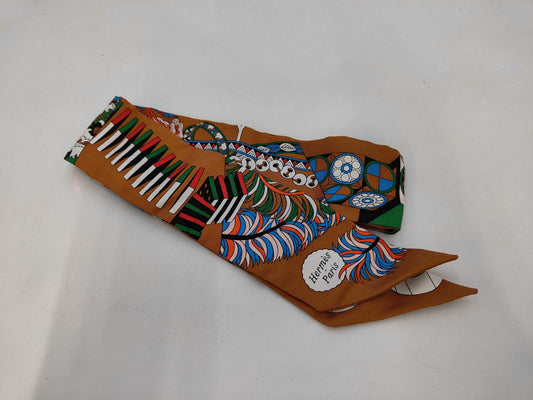 HERMES Silk Twilly Scarf, Duel with Cane Umbrella, Tags Included, Box Included