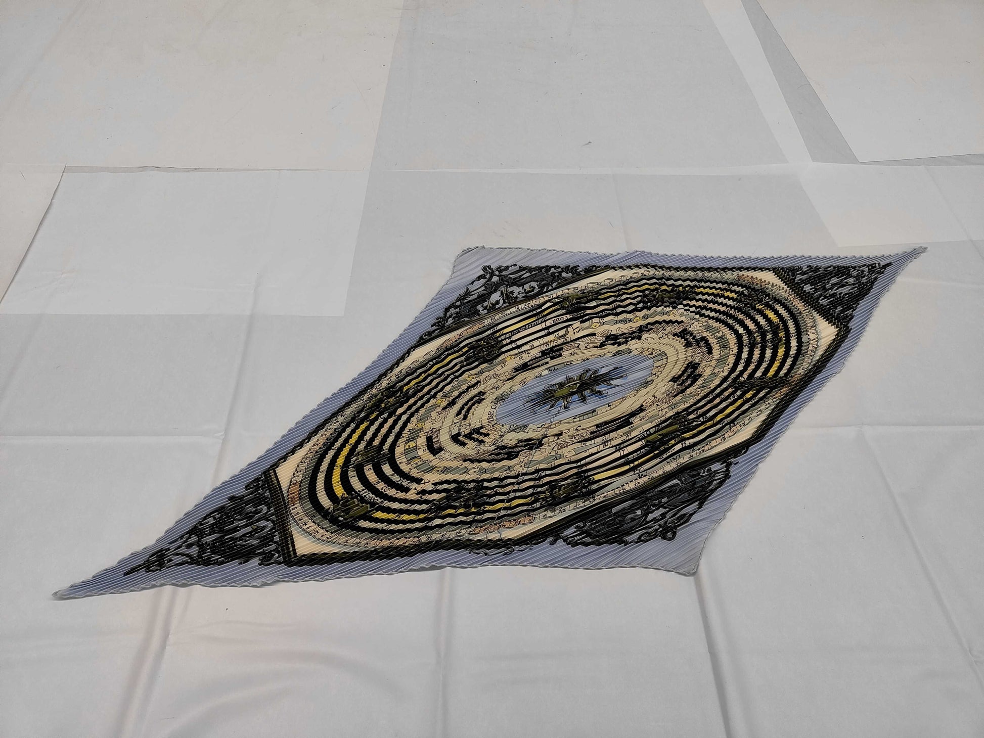 HERMES Silk Carré 90 Pleated DIES ET HORE Astrology Light Blue Multicolor Scarf