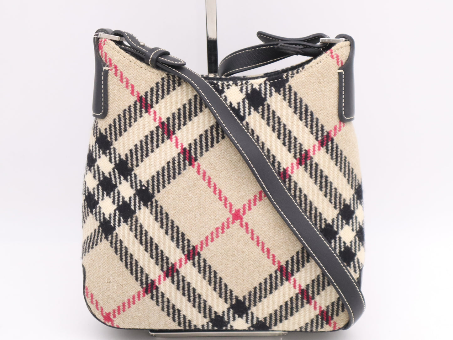 BURBERRY Wool Nova Check Shoulder Bag Black Shoulder Bag