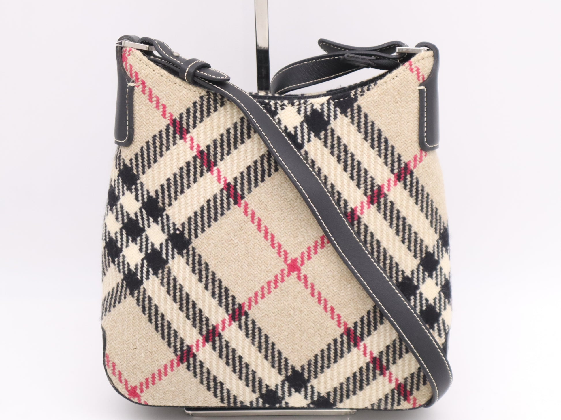 BURBERRY Wool Nova Check Shoulder Bag Black Shoulder Bag