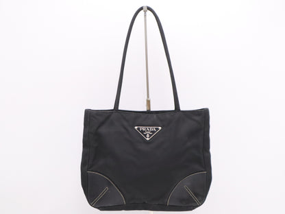 PRADA Nylon Triangle Logo Logo Bag Black Handbag