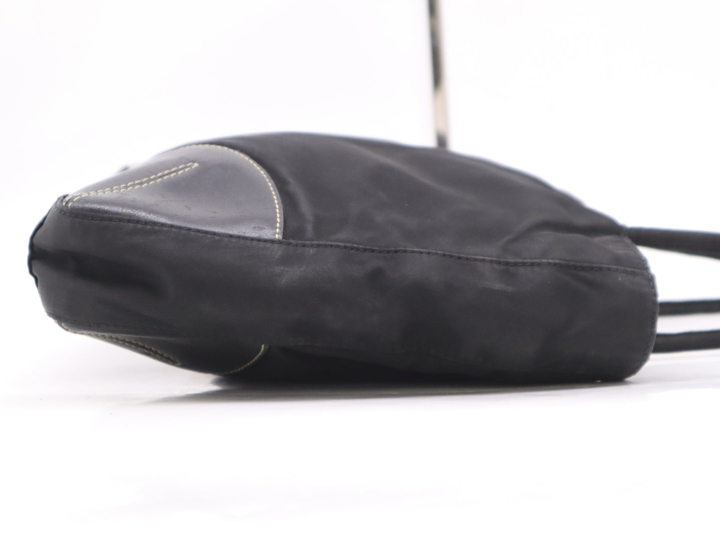 PRADA Nylon Triangle Logo Logo Bag Black Handbag