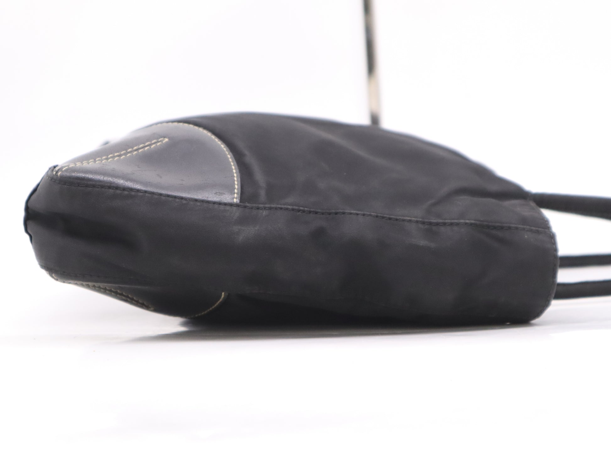 PRADA Nylon Triangle Logo Logo Bag Black Handbag