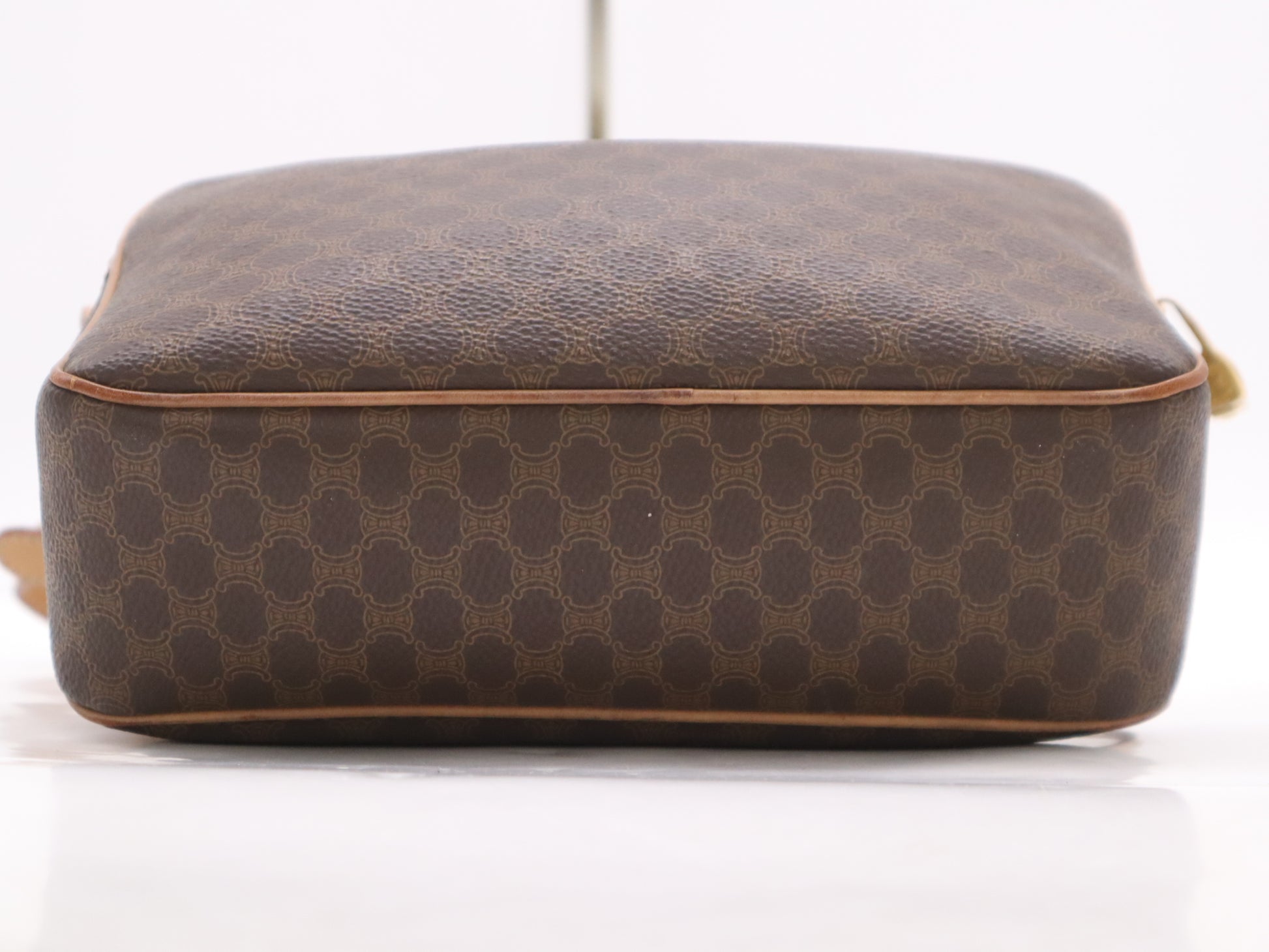 CELINE PVCx Leather Macadam Shoulder Bag Brown Shoulder Bag