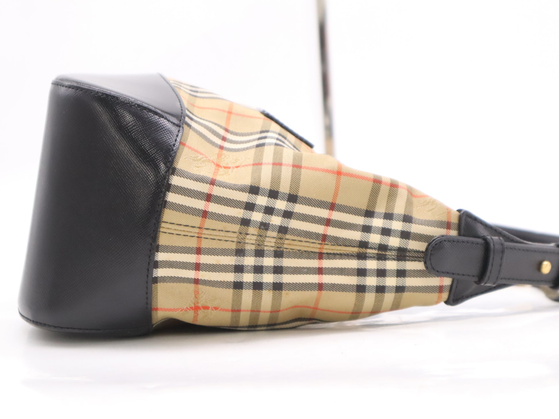 BURBERRY Canvas Leather Nova Check Beige Black Shoulder Bag