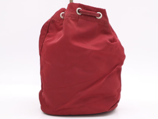 PRADA nylon triangle logo red pouch