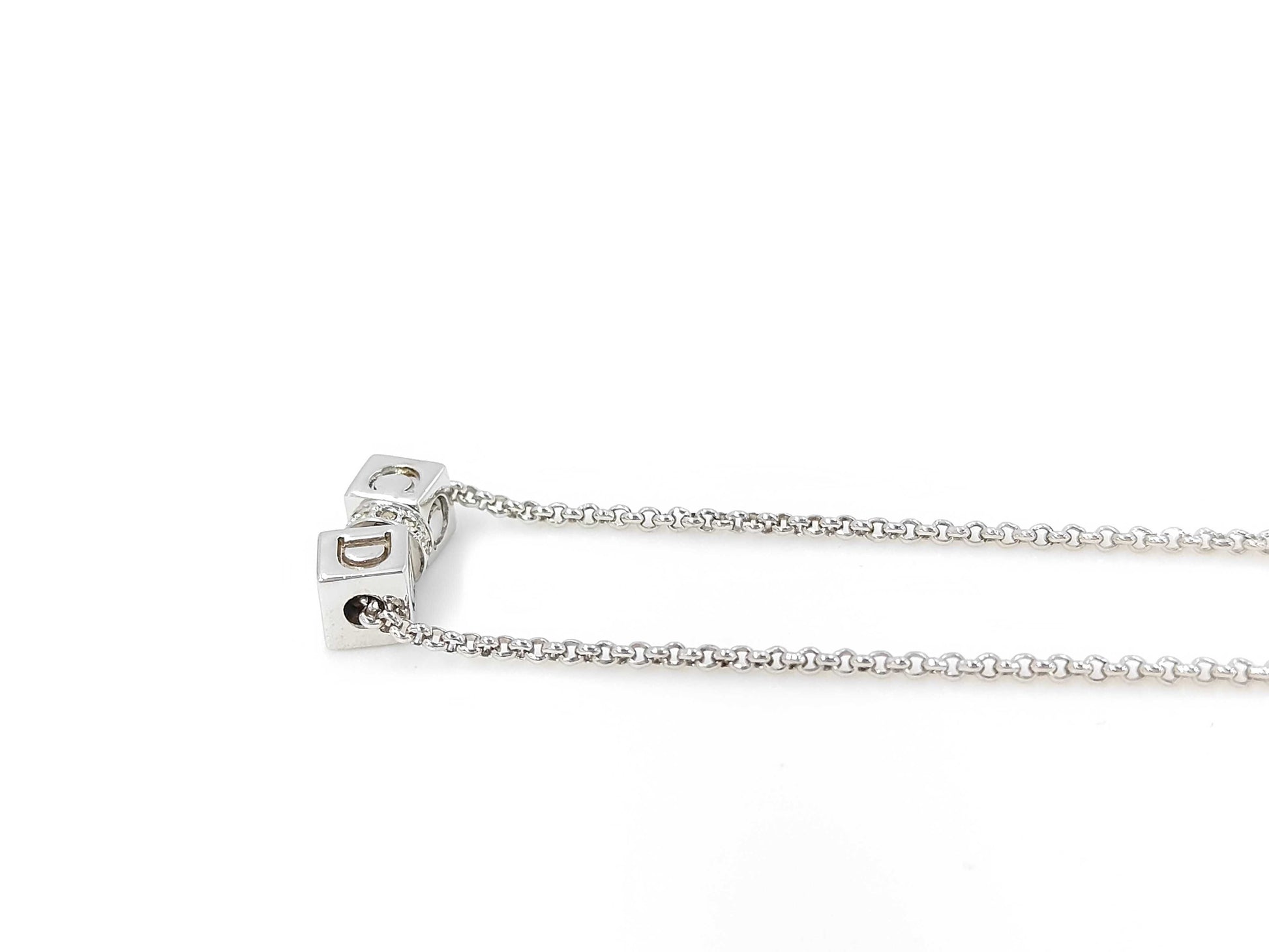 Dior SS Cube CD Logo Necklace Silver Necklace