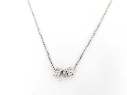 Dior SS Cube CD Logo Necklace Silver Necklace