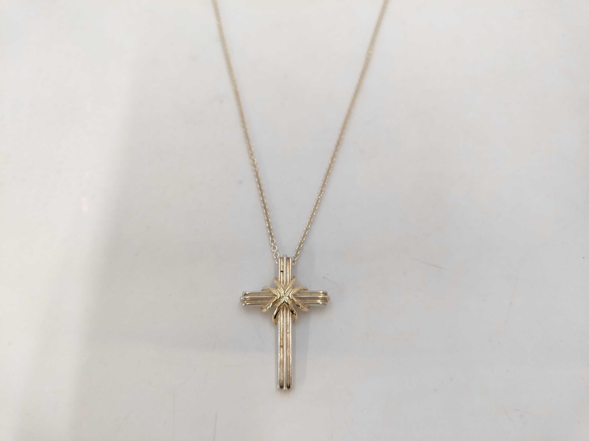 Tiffany & Co. SV925 Signature Cross Necklace in Silver, with Box and Dust Bag