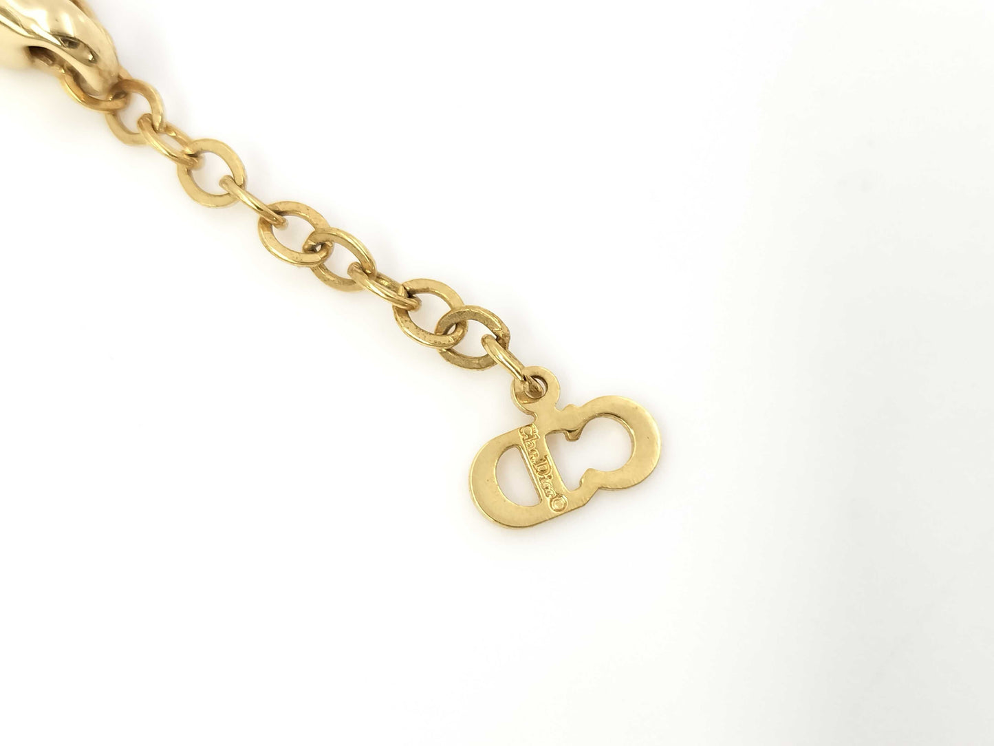 Dior GP Rhinestone CD Logo Necklace Gold Necklace