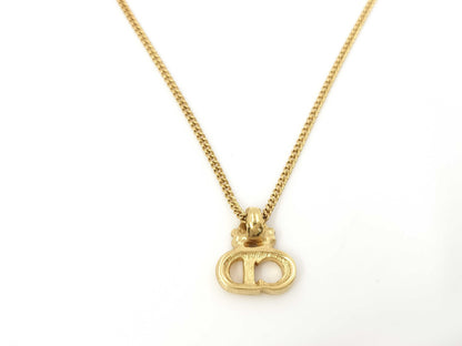 Dior GP Rhinestone CD Logo Necklace Gold Necklace