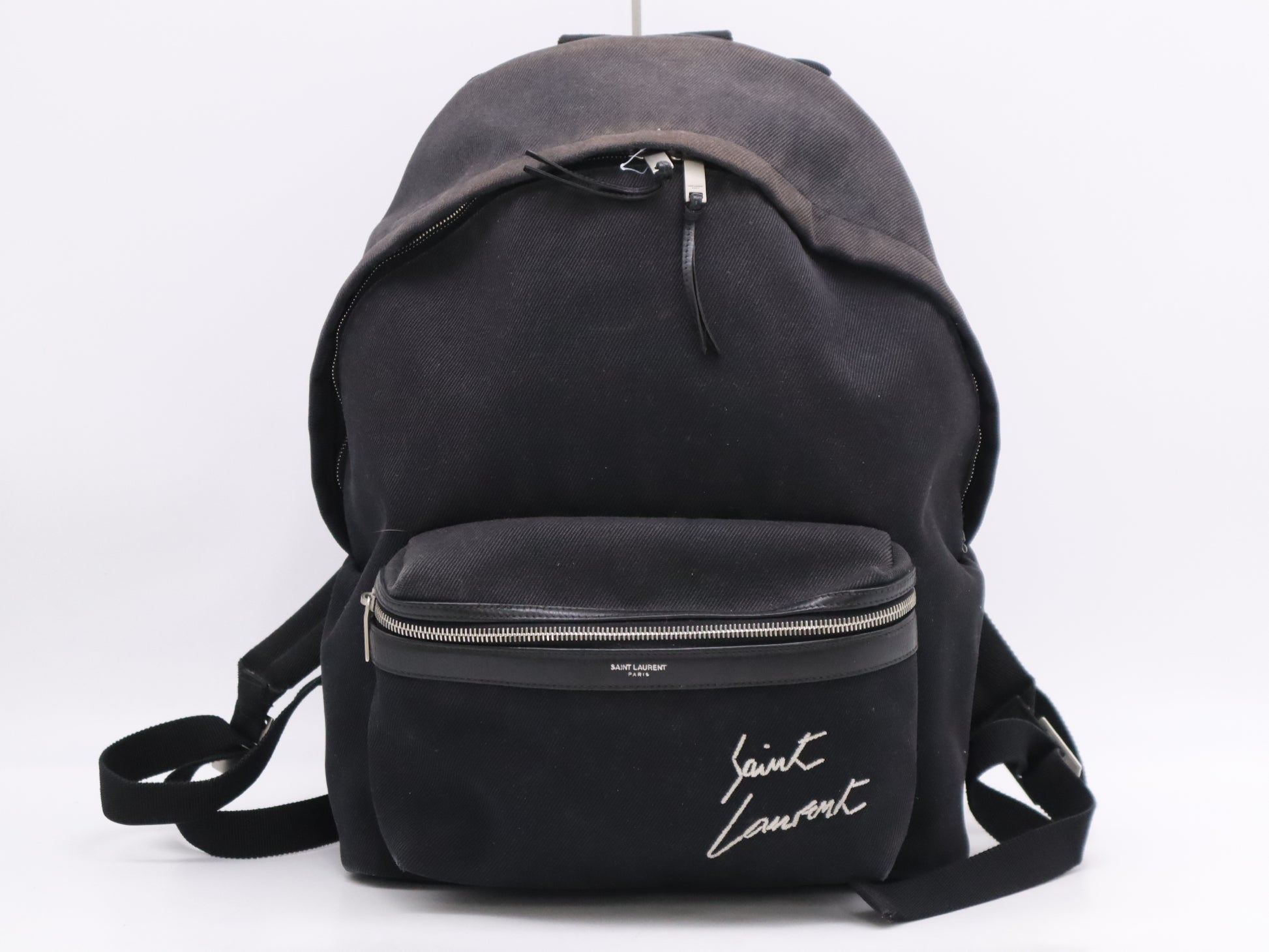 SAINT LAURENT Canvas Logo Backpack Black Rucksack