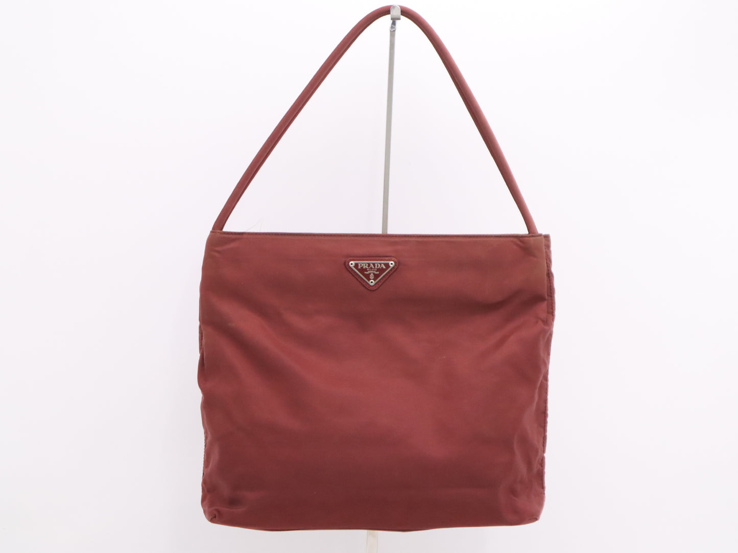 PRADA Nylon Triangle Logo Tote Bag Red Tote Bag