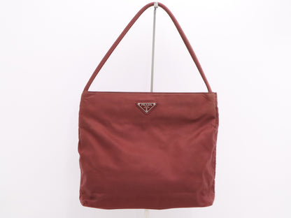 PRADA Nylon Triangle Logo Tote Bag Red Tote Bag