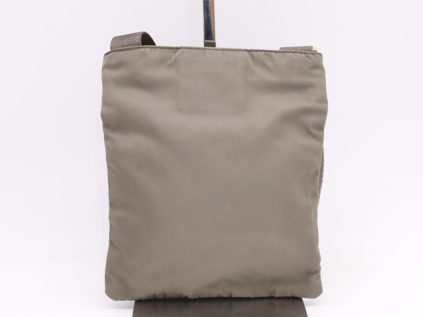 PRADA Nylon Triangle Logo Khaki Shoulder Bag