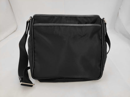 PRADA Nylon/Leather Triangle Logo Plate Shoulder Bag